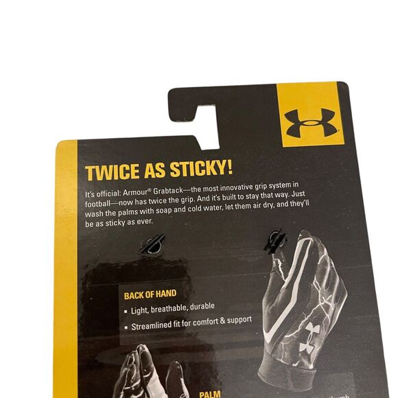 Under Armour Bolt Football Gloves Skill Players Receiver Black Gray XL NIB - Picture 6 of 8